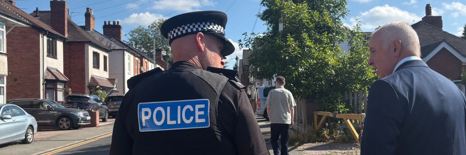 Ben on a walkaround in Cannock with a police officer