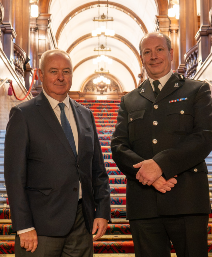 Ben Adams standing with new Chief Constable David Gardner