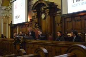 PCC Matthew Ellis answering a question at the YMCA Question Time event