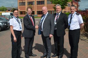 From left Inspector Karen Stevenson PCC Mathew Ellis with Russ Smith and Neil Williams from Resource group and Chief Inspe