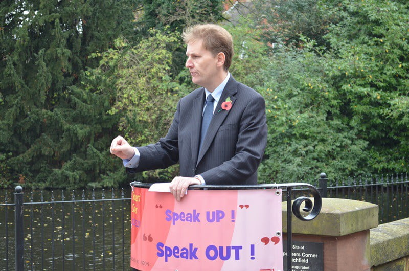 Matthew Ellis at Speakers' Corner in Lichfield