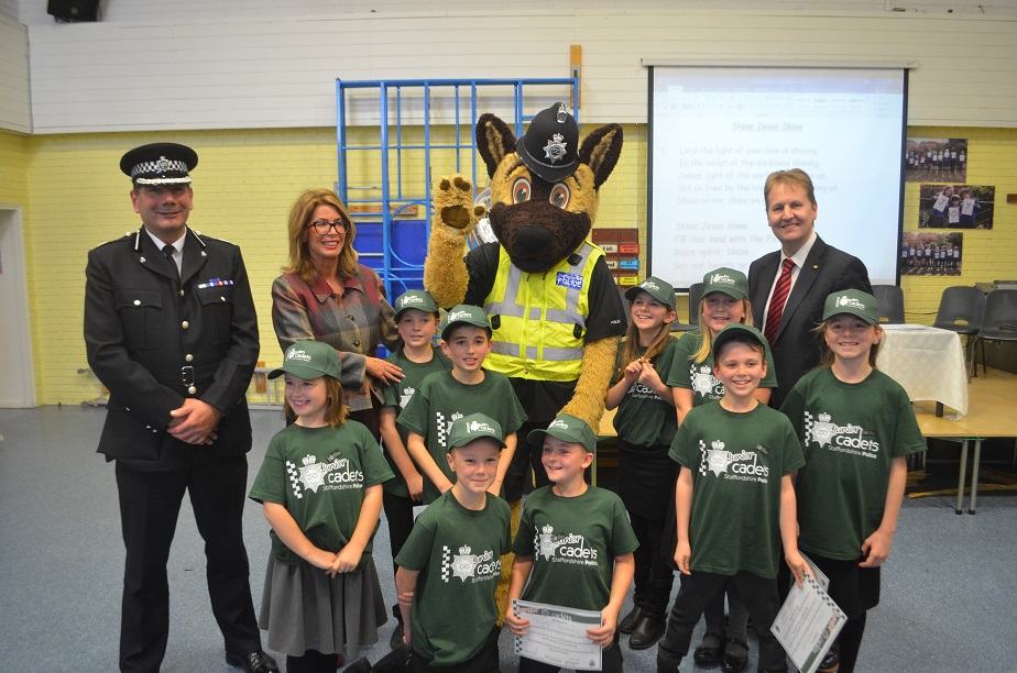 PCC Matthew Ellis DPCC Sue Arnole and ACC Adderley with Junior Cadets at Etching Hill website