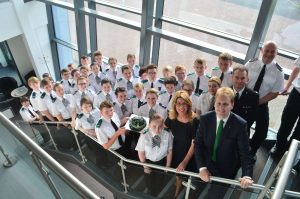 PCC Matthew Ellis and DPCC Sue Arnold with Tamworth Cadets celebrating  years of the cadet launch