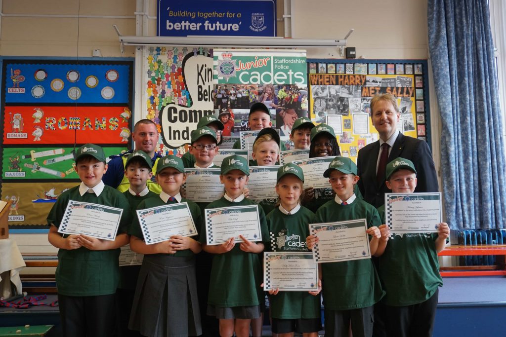 PCC Matthew Ellis pcso William Gibbs and St Chad’s Junior Cadets