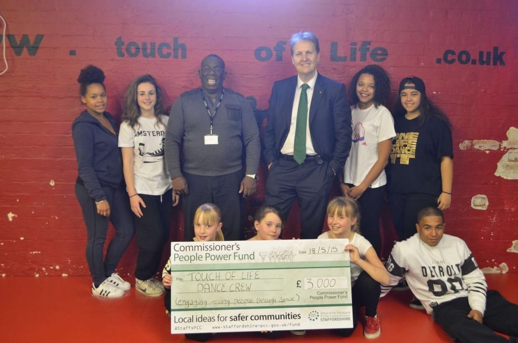 PCC Matthew Ellis with Dean Carruthers managing director of touch of life and dancers