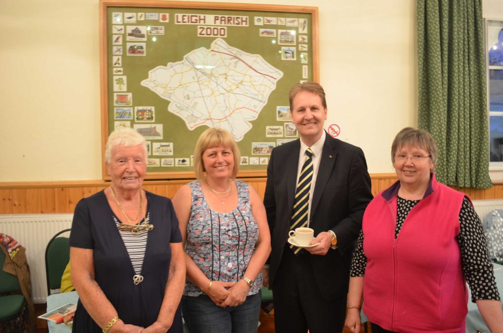 PCC Matthew Ellis with president Julie Thompson Edwards and Church Leigh WI members