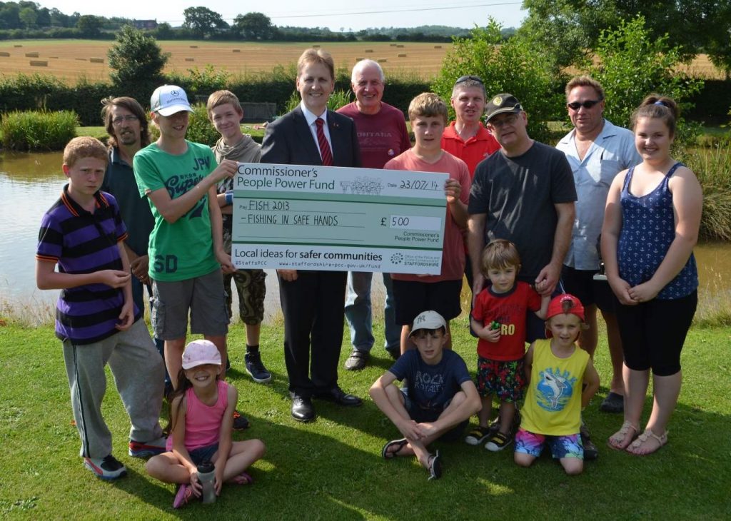 PCC Matthew Ellis with the Fishing in Safe Hands group