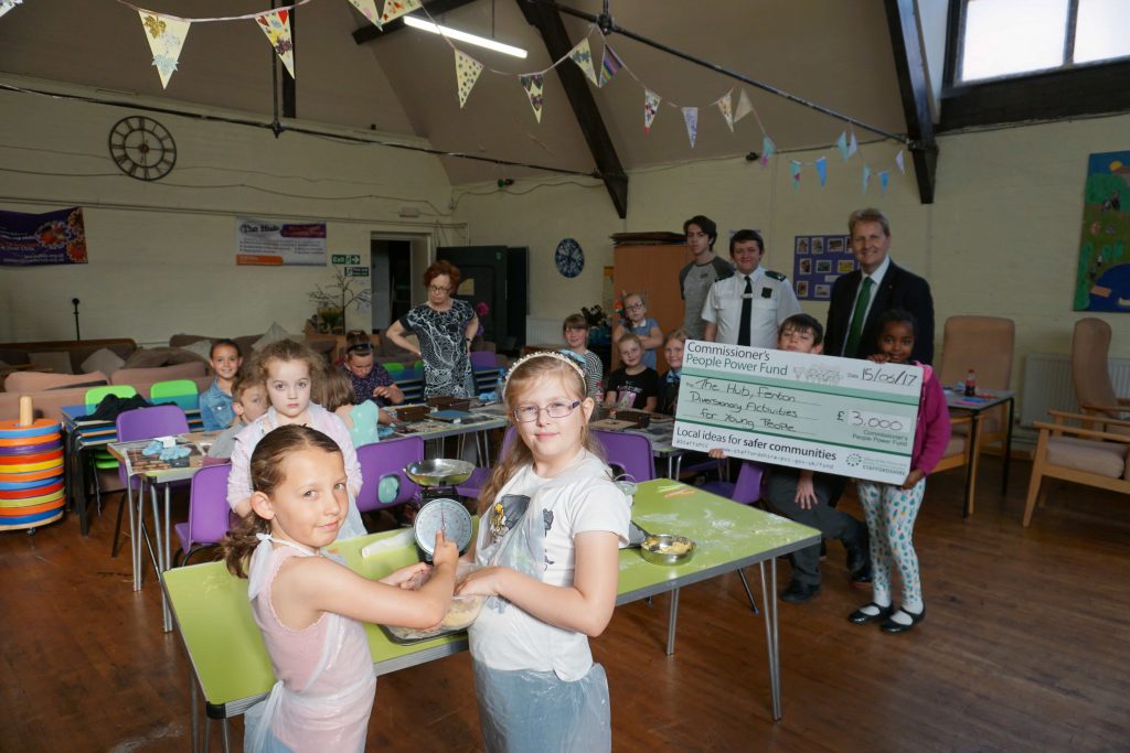 PCC Matthew Ellis with young people at The Hub Fenton