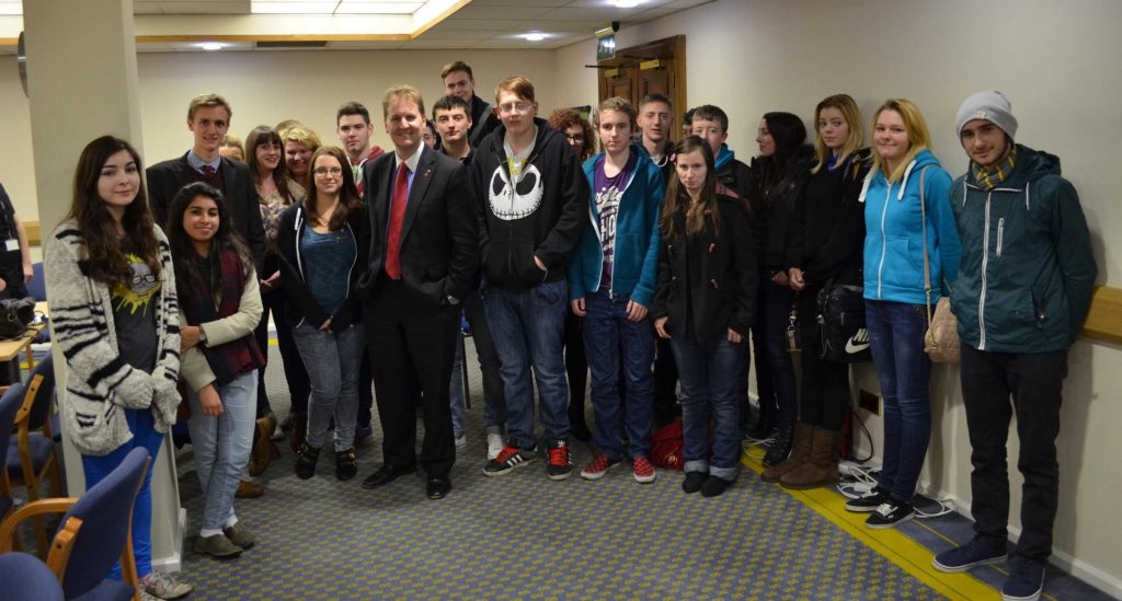 PCC Matthew Ellis with young people in Stafford