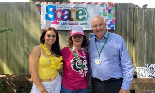 Commissioner Ben Adams stood with volunteers at a Space event