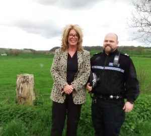 Sue Arnold with Sgt Rob Peacock