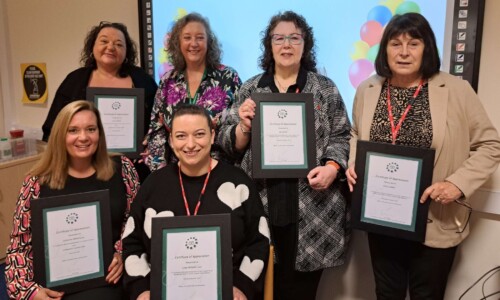 Volunteers receiving awards